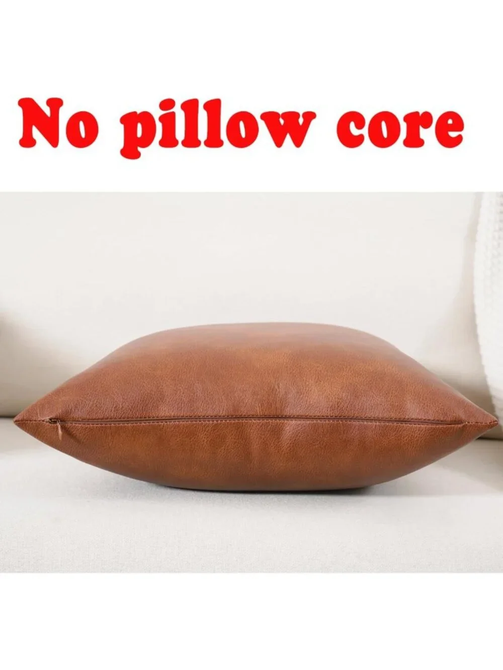 Set of 2 Brown Faux Leather Throw Pillow Covers 12x20 Inch Decorative Cushions